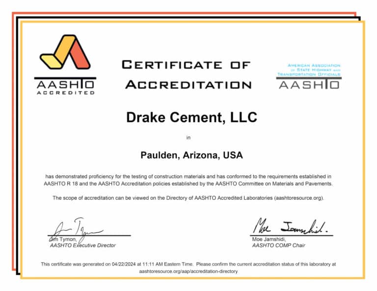 aashto certificate of accreditation